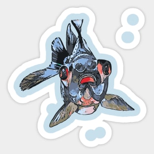 Cartoon Style Blackmoor Goldfish With Gaping Mouth Sticker